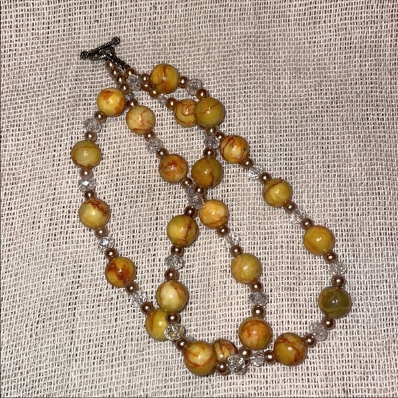 Natural Yellow Orange Stone Necklace Crystal spacers - Picture 7 of 12